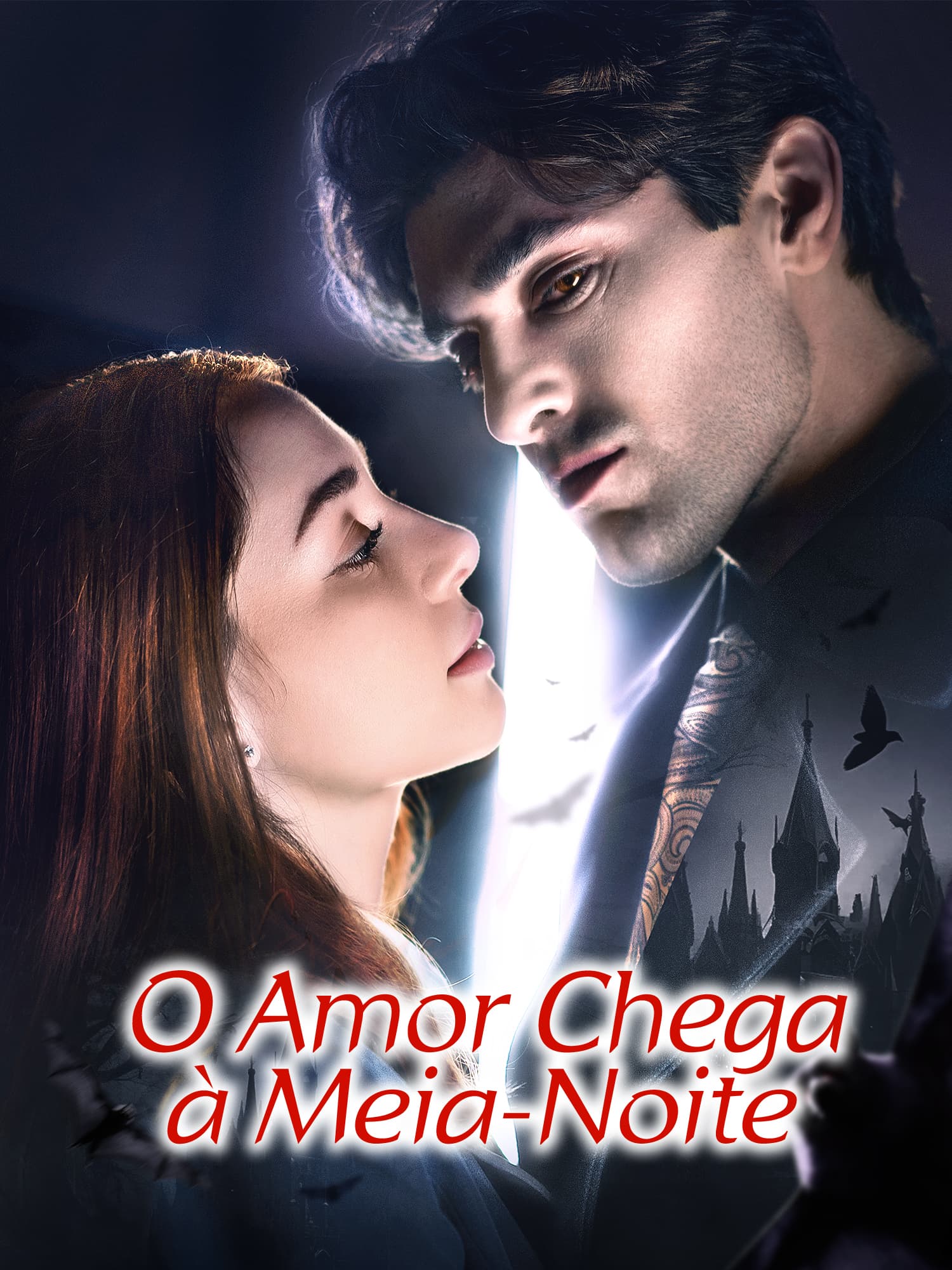 Capa e Pôster da Mini Novela O Amor Chega à Meia-Noite