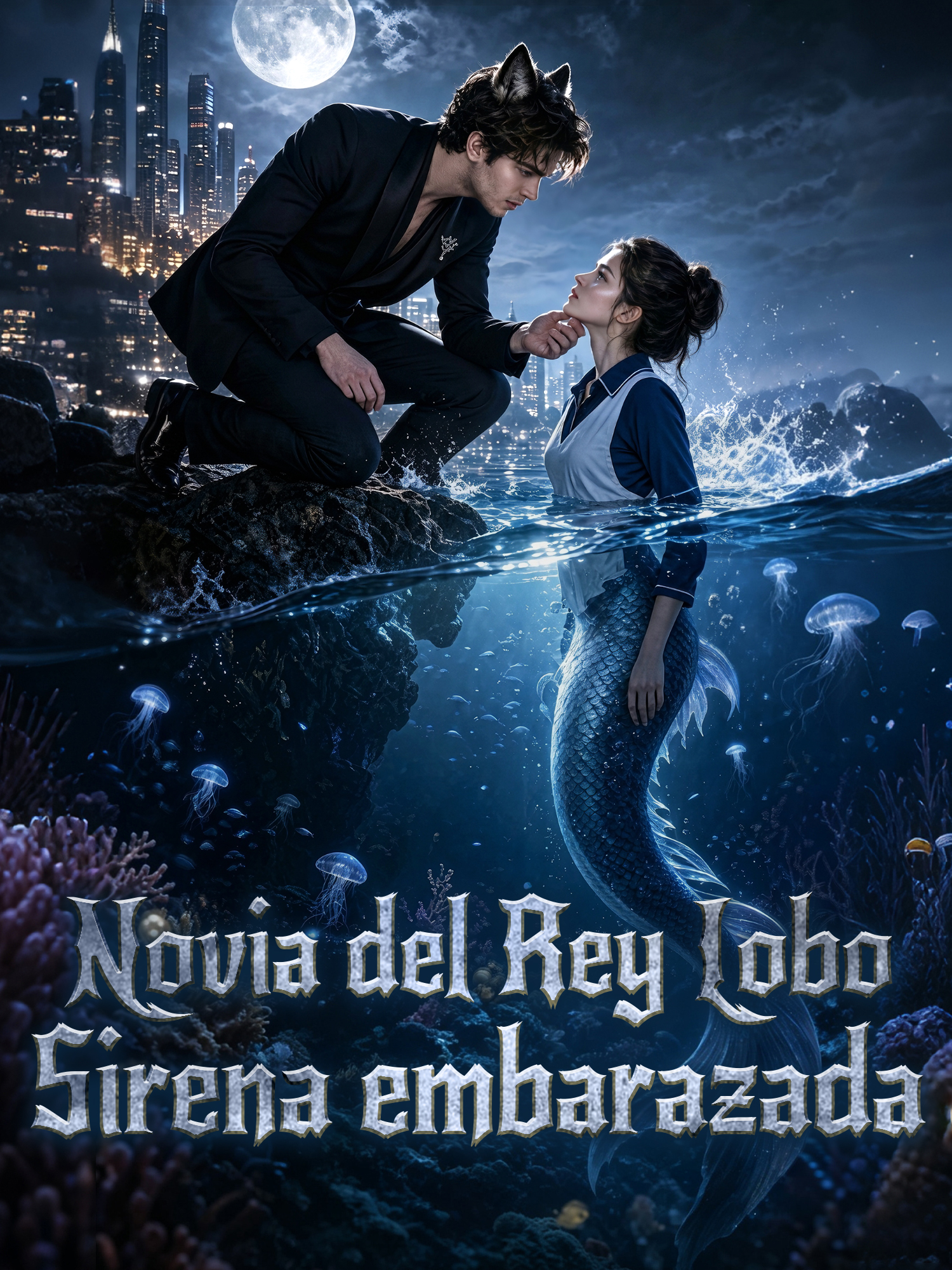Portada y Póster de la Mini Serie Novia del Rey Lobo Sirena embarazada