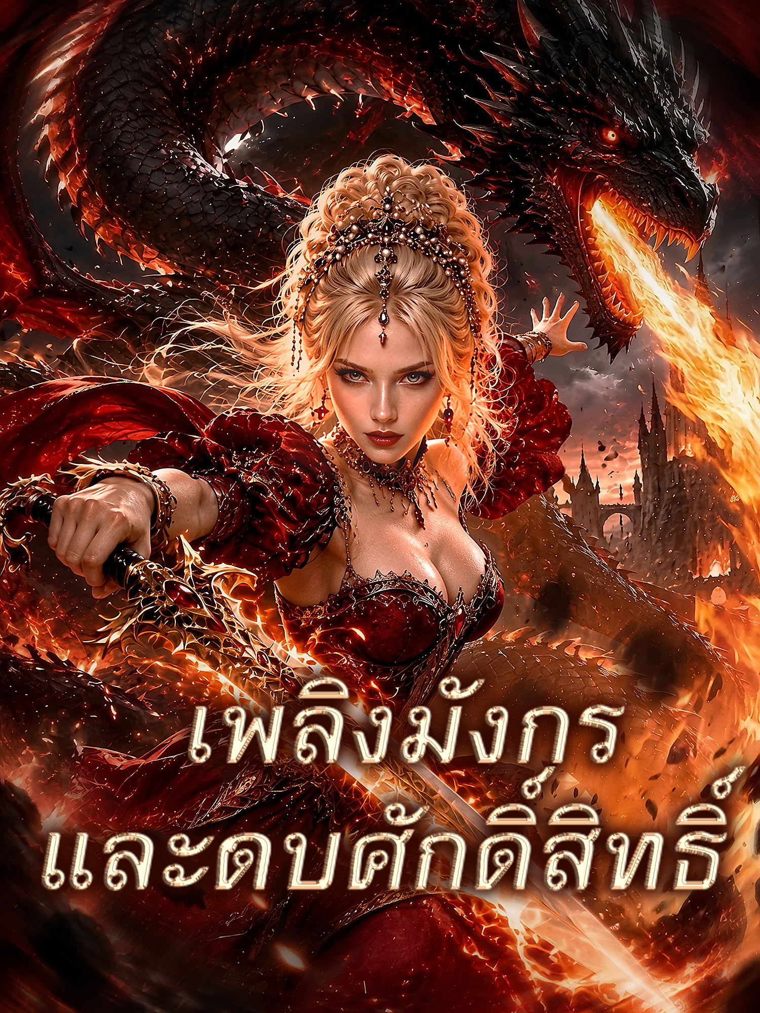 หน้าปกและภาพซีรีส์สั้น เพลิงมังกรและดาบศักดิ์สิทธิ์